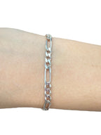 Sterling Silver Figaro Chain And Bracelet