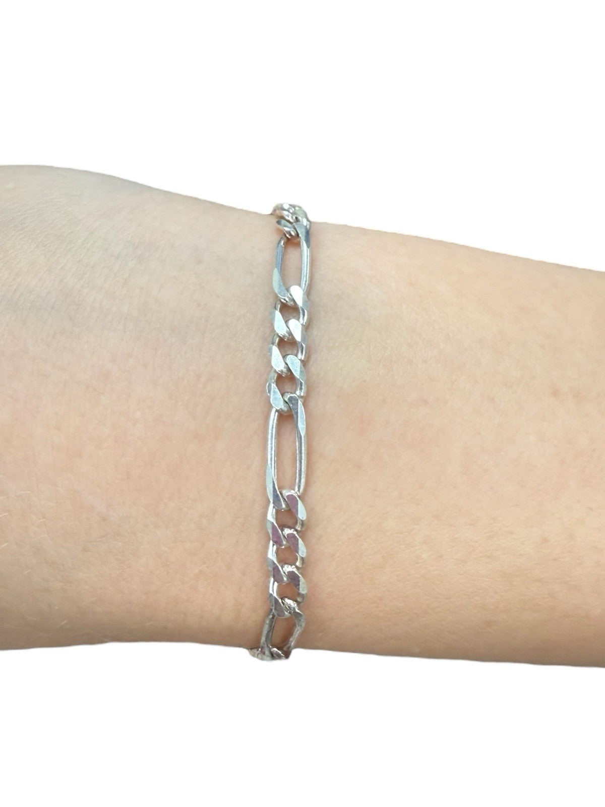 Sterling Silver Figaro Chain And Bracelet