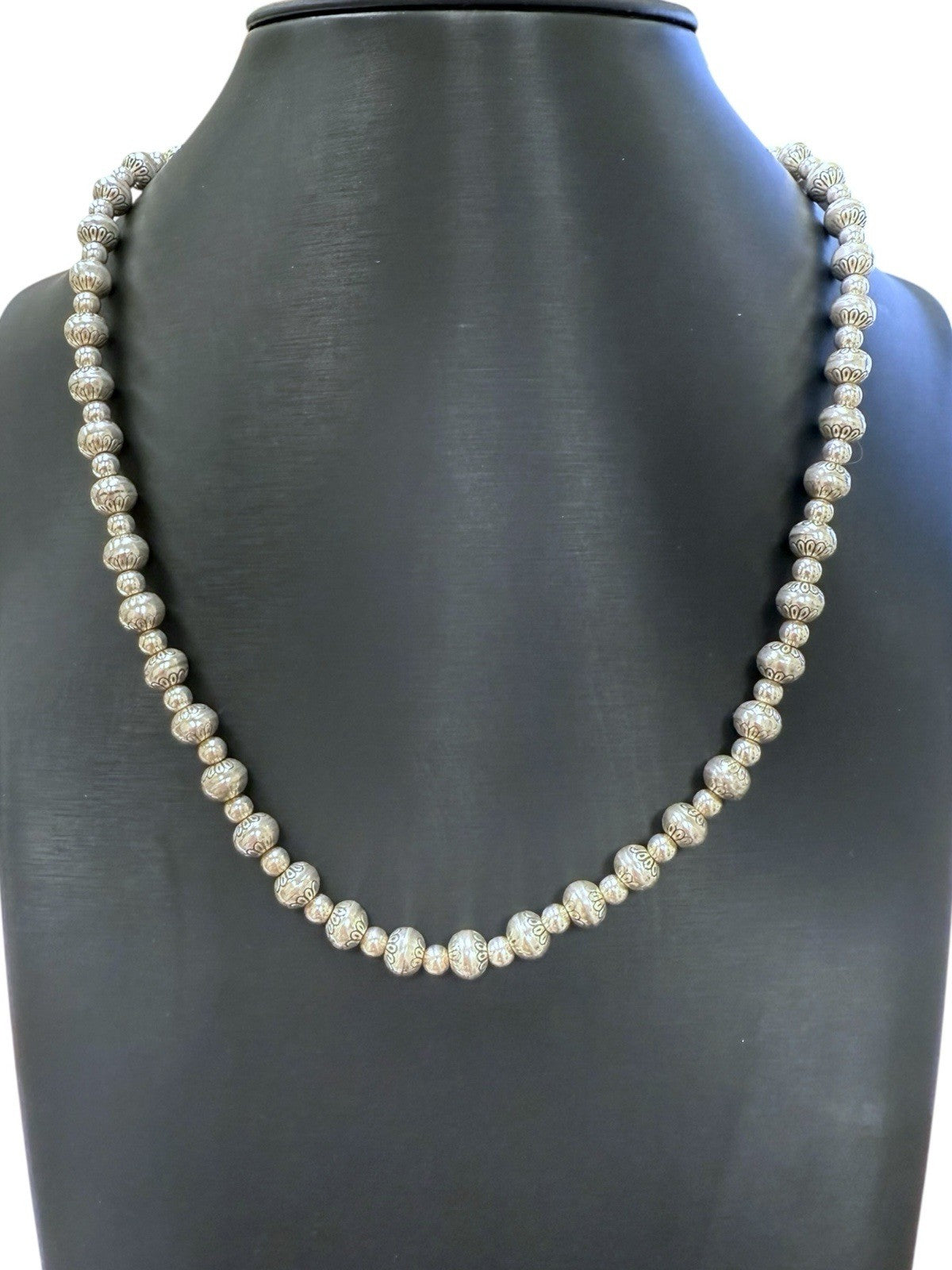 Carolyn Pollack Relios Sterling Silver Stamped Bead Necklace- 17-1/2"