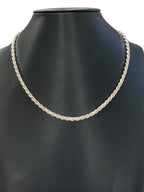 Sterling Silver 3.75mm Diamond-cut Rope Chain Necklace