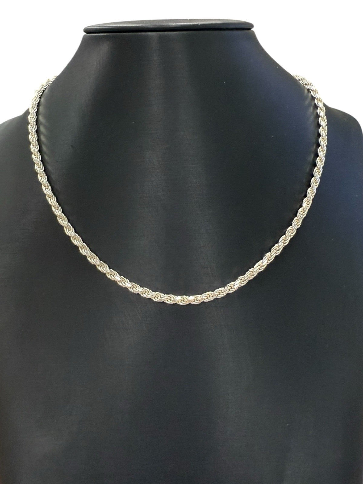 Sterling Silver 3.75mm Diamond-cut Rope Chain Necklace