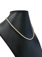 Sterling Silver 3.75mm Diamond-cut Rope Chain Necklace