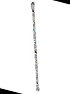 Sterling Silver Link Bracelet with Eight Colored Faceted Gemstones