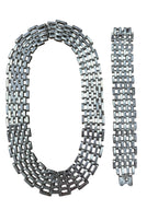 1970s Vintage Taxco Sterling Silver Chain Link Bib/Choker And Bracelet