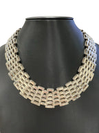 1970s Vintage Taxco Sterling Silver Chain Link Bib/Choker And Bracelet