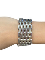 1970s Vintage Taxco Sterling Silver Chain Link Bib/Choker And Bracelet