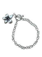 Sterling Silver Bracelet With Hibiscus Charm