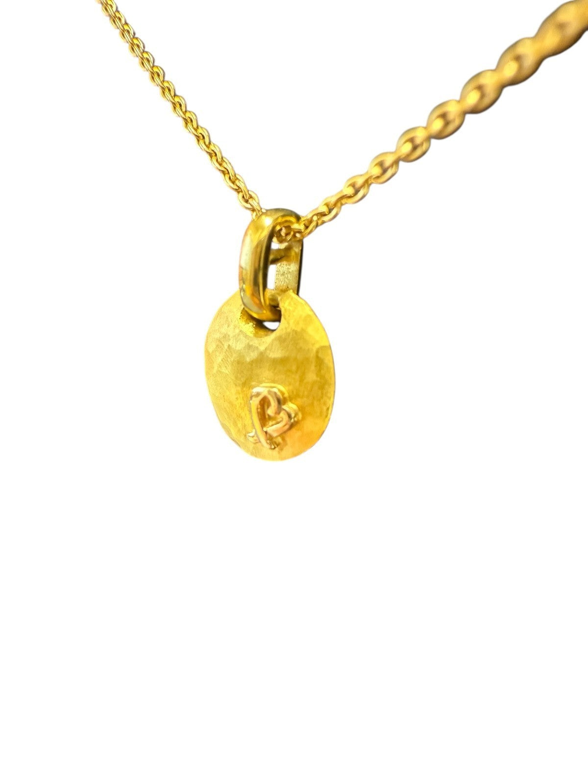 Tiffany & Co. Picasso X Kiss Hammered Disc 18k Yellow Gold Necklace 15.5 in