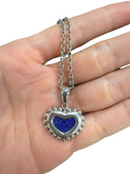 Lagos Sterling Silver Heart Pendant Necklace w/ Lapis Lazuli – 17.5” Chain