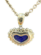 Lagos Sterling Silver Heart Pendant Necklace w/ Lapis Lazuli – 17.5” Chain