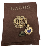 Lagos Sterling Silver Heart Pendant Necklace w/ Lapis Lazuli – 17.5” Chain