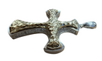 Sterling Silver & 14K Gold Cross Pendant w/ Diamond Edge
