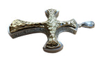 Sterling Silver & 14K Gold Cross Pendant w/ Diamond Edge