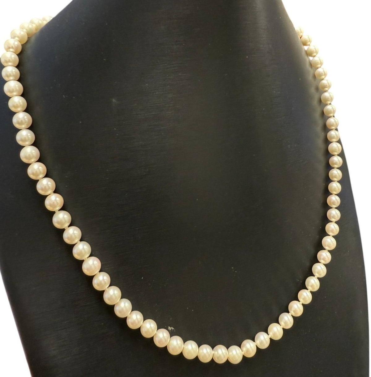Mikimoto 18k Yellow Gold 6.71-6.97mm Pearl Strand Necklace 23.5" Length