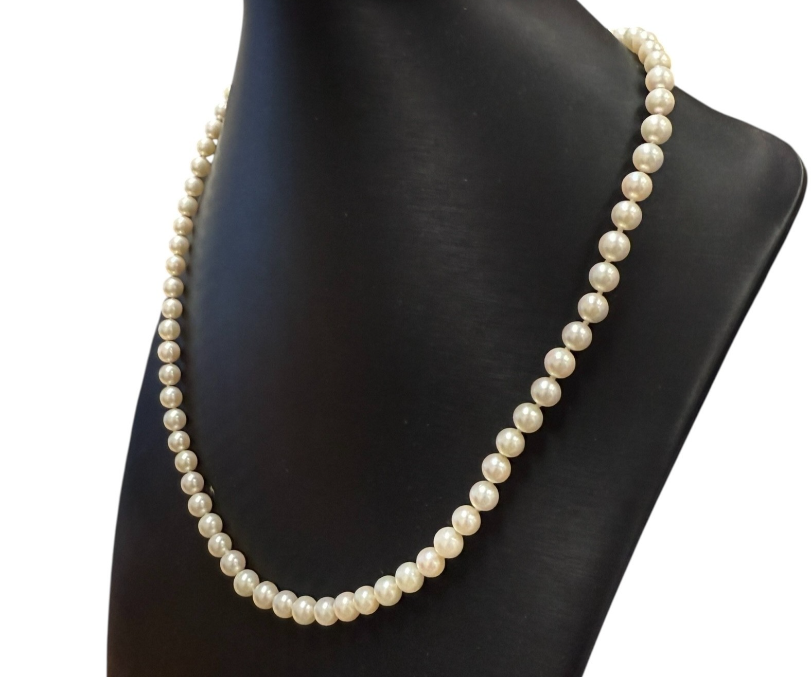 Mikimoto 7mm Akoya Pearl Necklace Strand 18K Yellow Gold ~21.5"