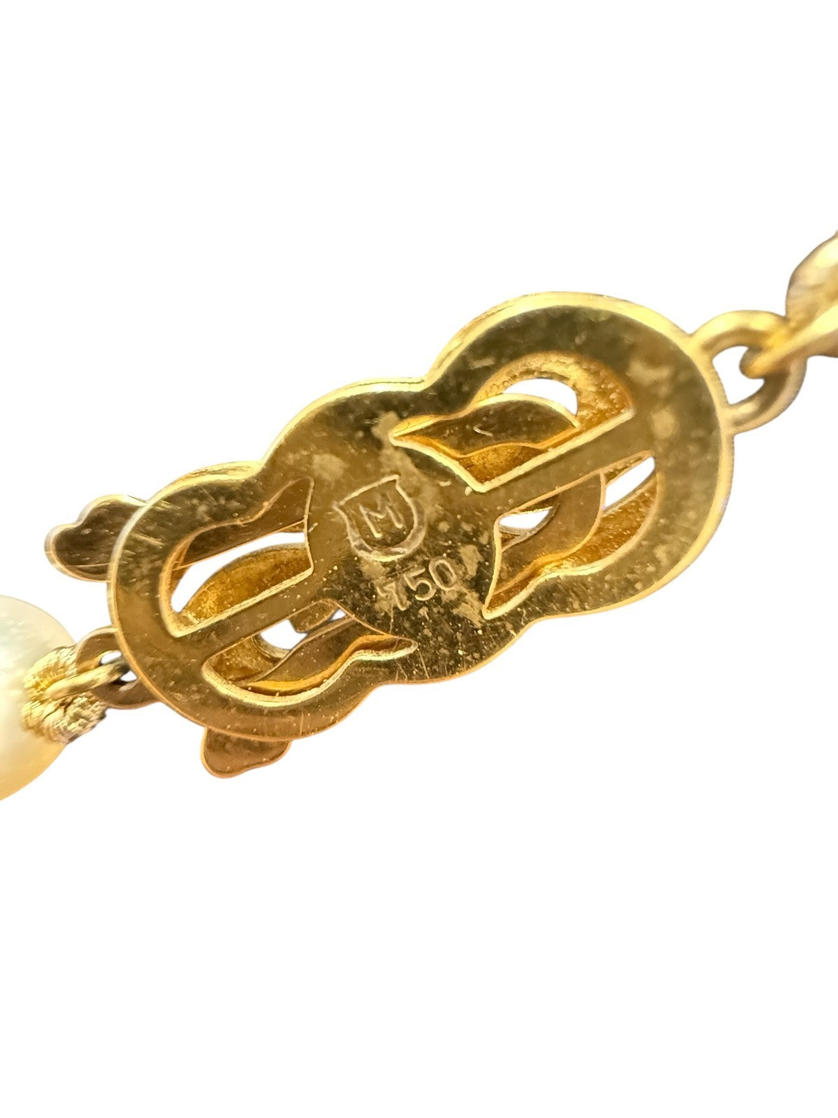 Mikimoto 7mm Akoya Pearl Necklace Strand 18K Yellow Gold ~21.5"