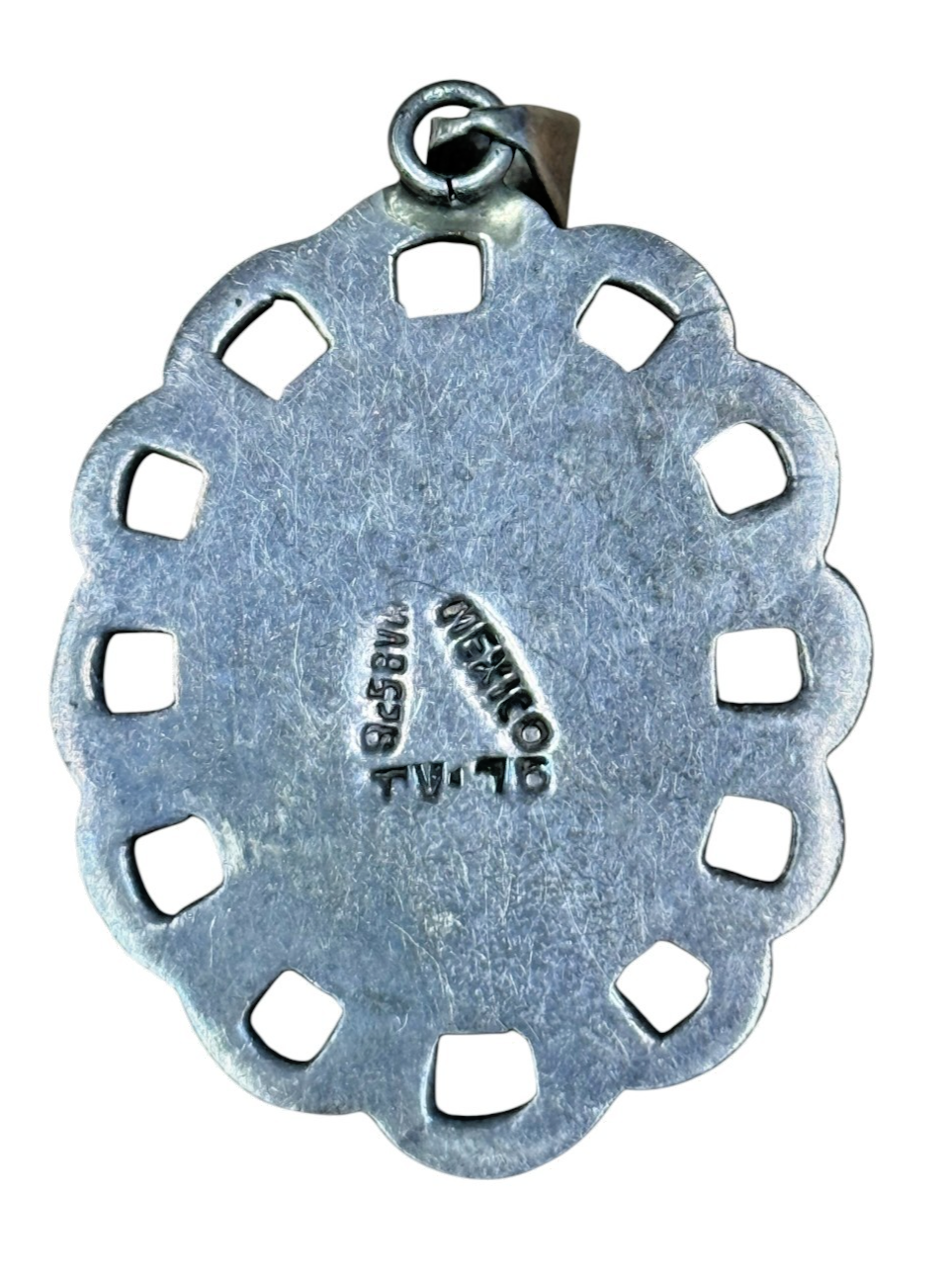 Vintage Taxco Mexico Sterling Silver Rose Quartz Pendant 925 TV-176 Scalloped