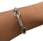 Vintage Mexican Sterling Silver 925 Coil Hook Bracelet 6.5cm 21.5g Taxco Style