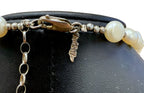 Avi Soffer Israel 925 14K Pearl & Silver Flower Pendant Necklace 18.75-20.75”
