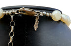 Avi Soffer Israel 925 14K Pearl & Silver Flower Pendant Necklace 18.75-20.75”
