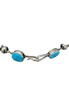 NW Sterling Silver Navajo Bead & Turquoise Tribal Necklace 98.2g 30.5”
