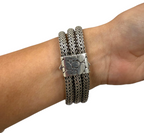 John Hardy Heavy Sterling Silver Woven Multi-Strand Bracelet w/ Textured Clasp