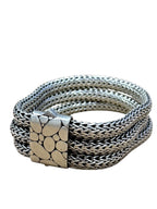John Hardy Heavy Sterling Silver Woven Multi-Strand Bracelet w/ Textured Clasp