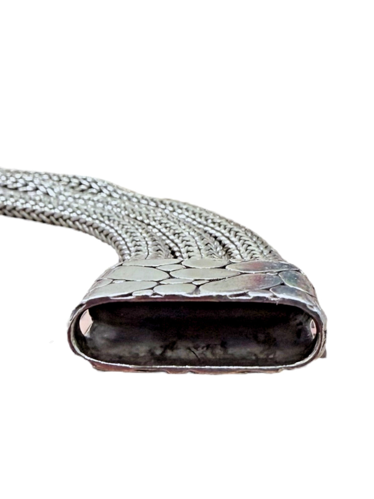 John Hardy Heavy Sterling Silver Woven Multi-Strand Bracelet w/ Textured Clasp