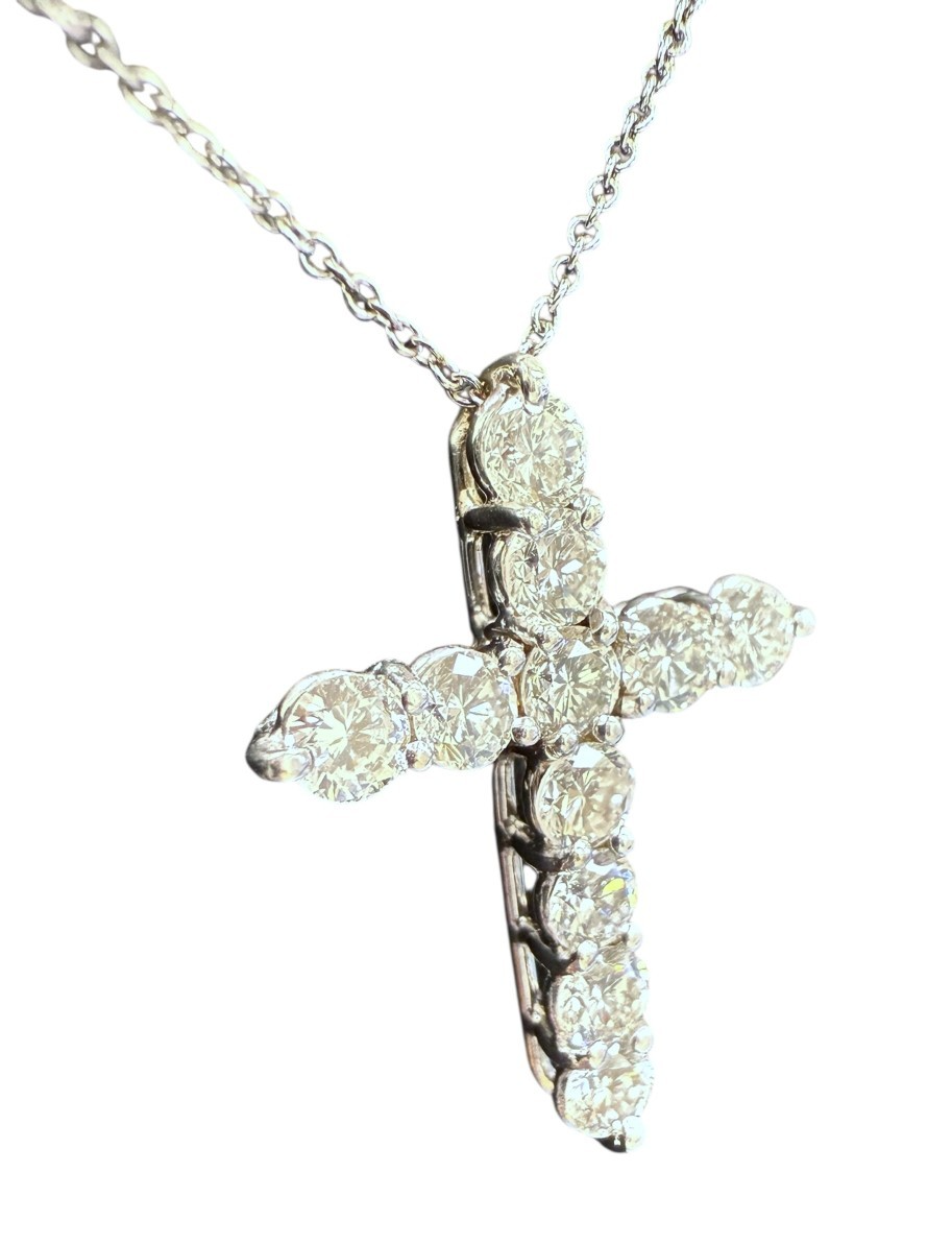 1.65ctw 14k White Gold Diamond Cross Pendant on an 18kt Chain