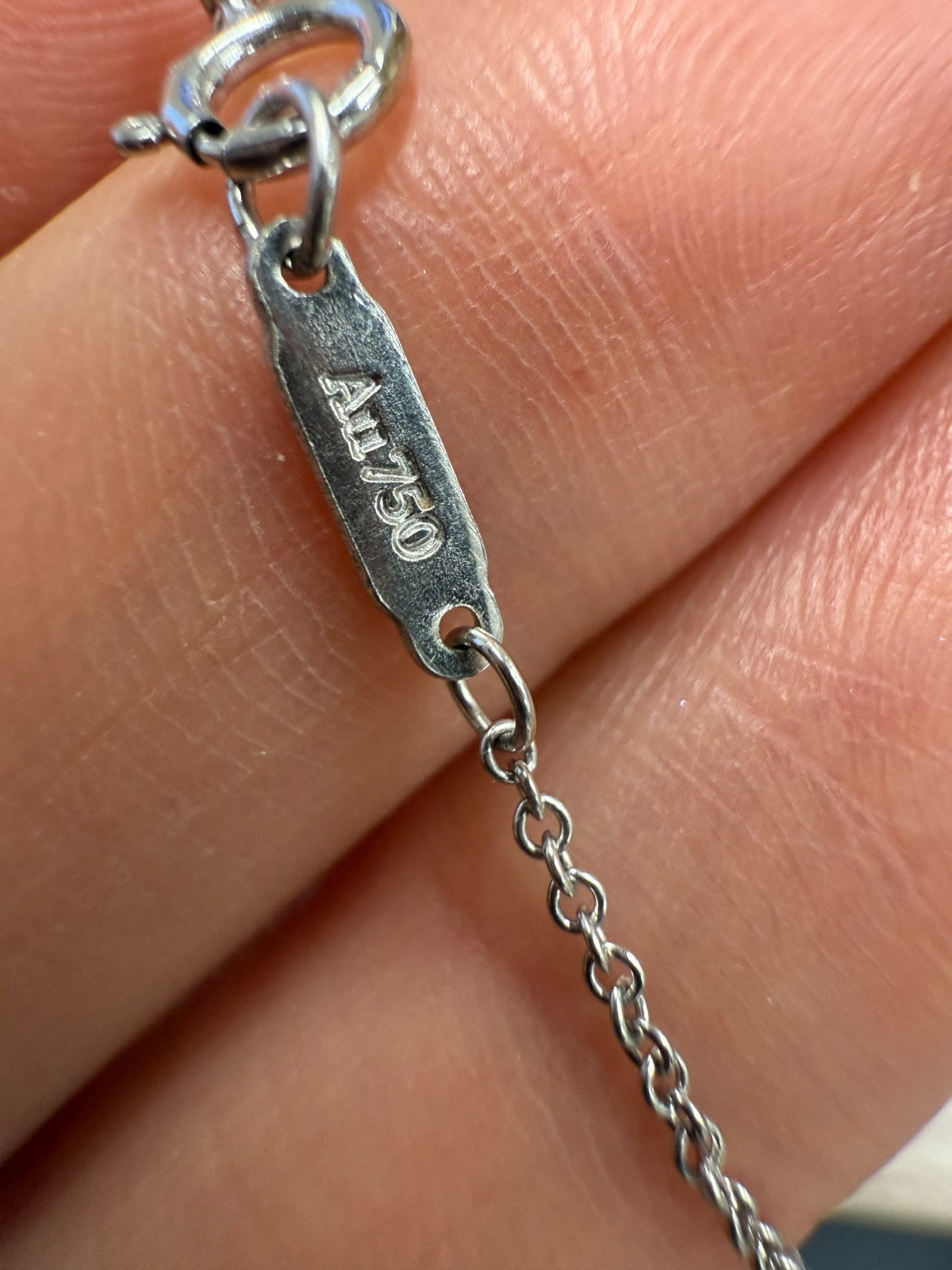 1.65ctw 14k White Gold Diamond Cross Pendant on 18kt Tiffany & Co. Chain