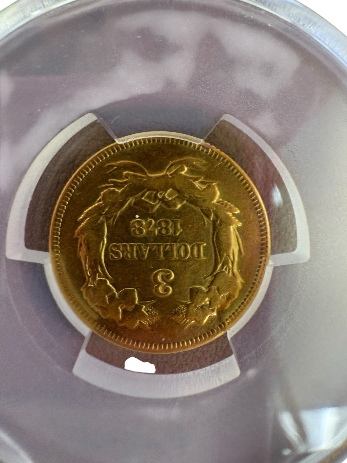 1878 $3 Indian Head PCGS Genuine Mount Removed-VF Detail