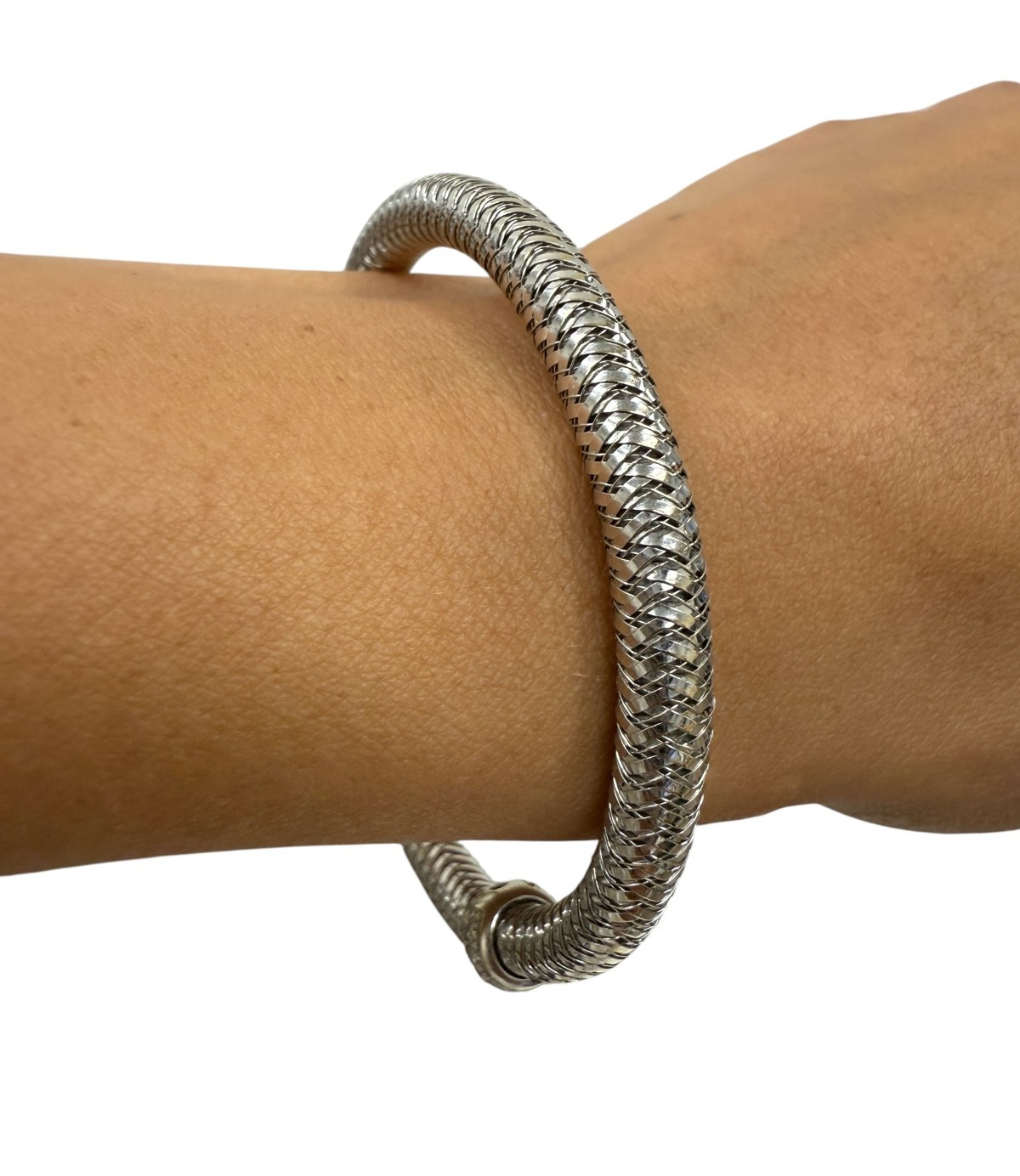 Roberto Coin 18k White Gold Primavera Flexible Bracelet w/ Diamond Station