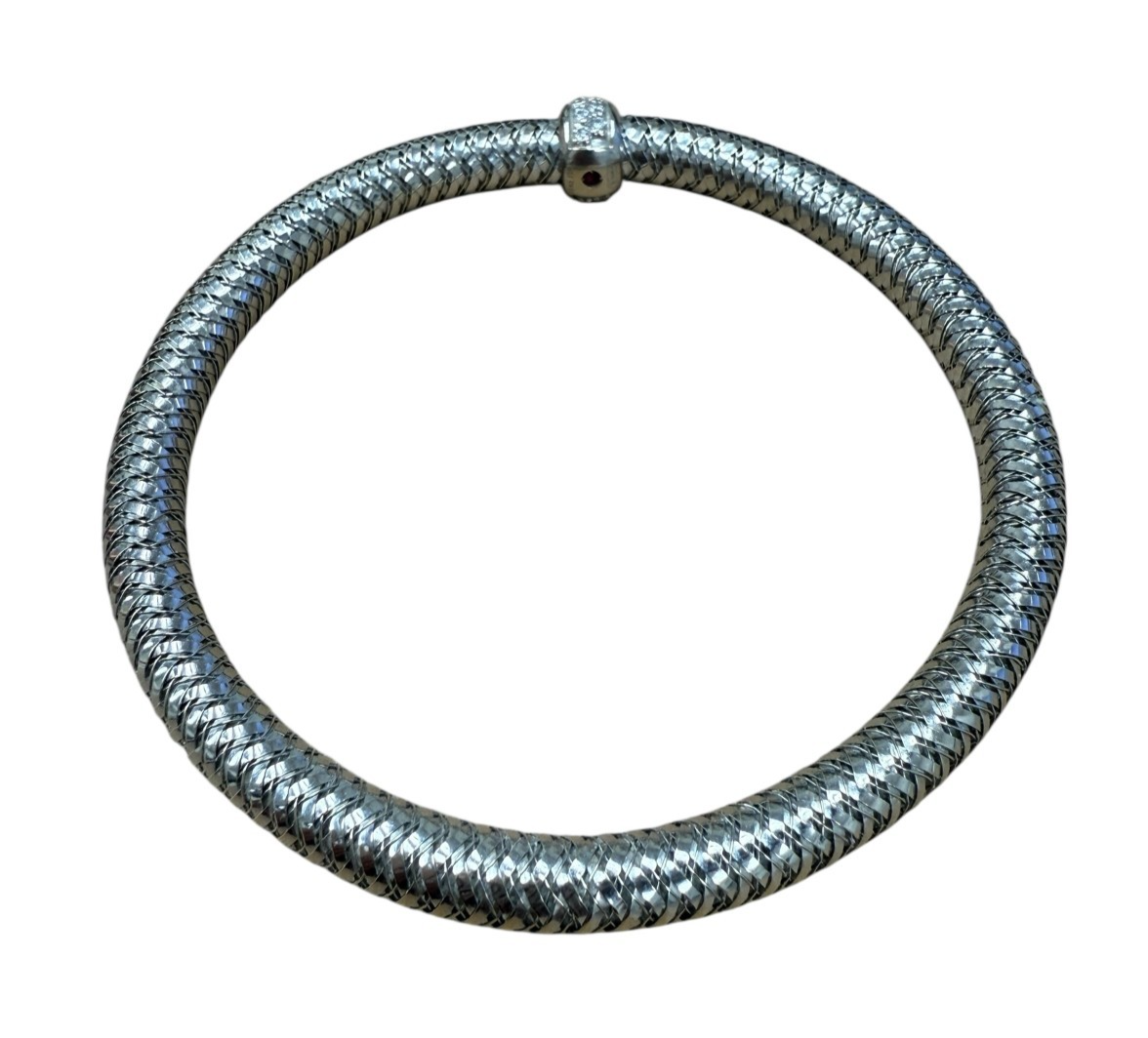 Roberto Coin 18k White Gold Primavera Flexible Bracelet w/ Diamond Station