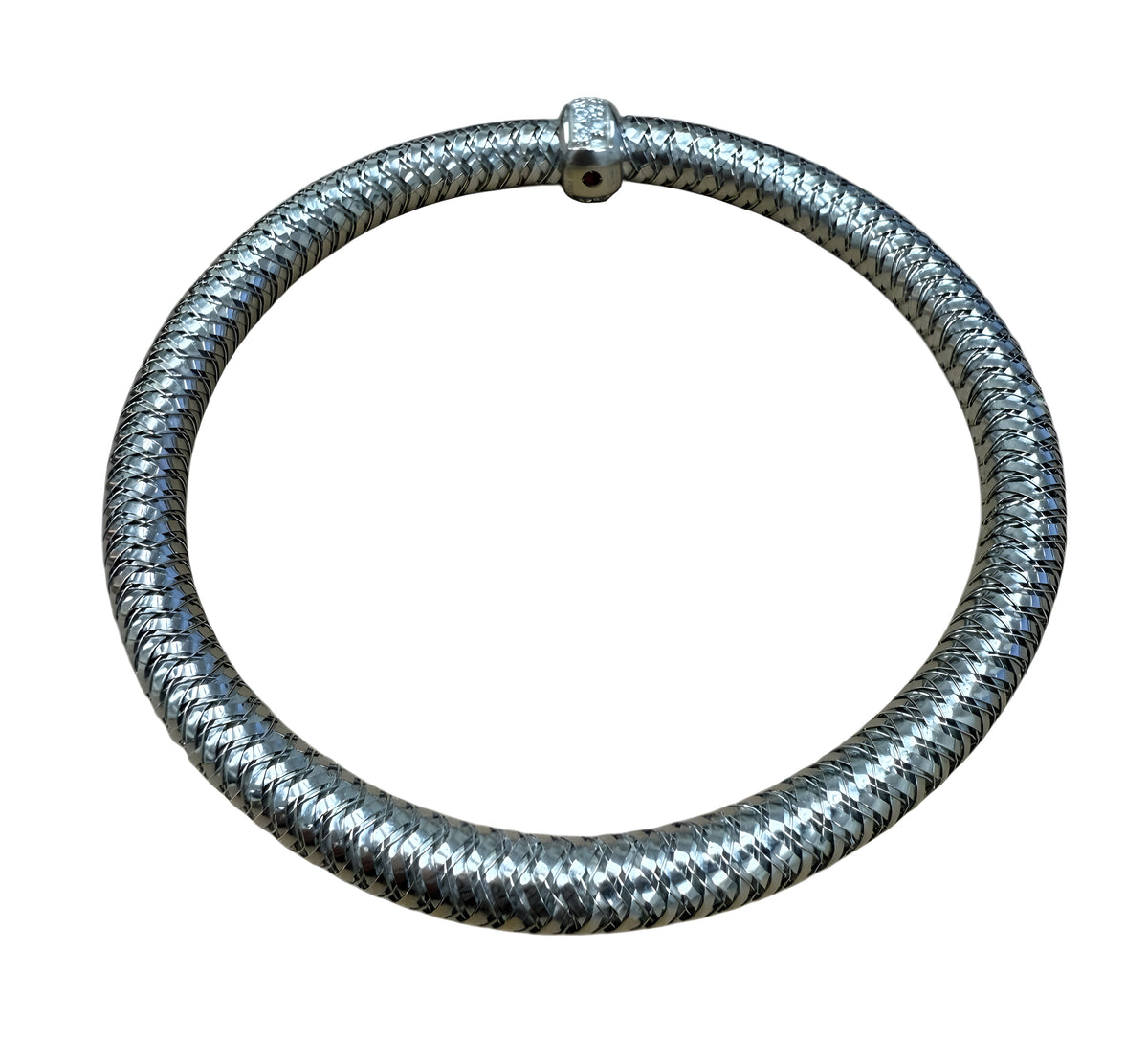 Roberto Coin 18k White Gold Primavera Flexible Bracelet w/ Diamond Station