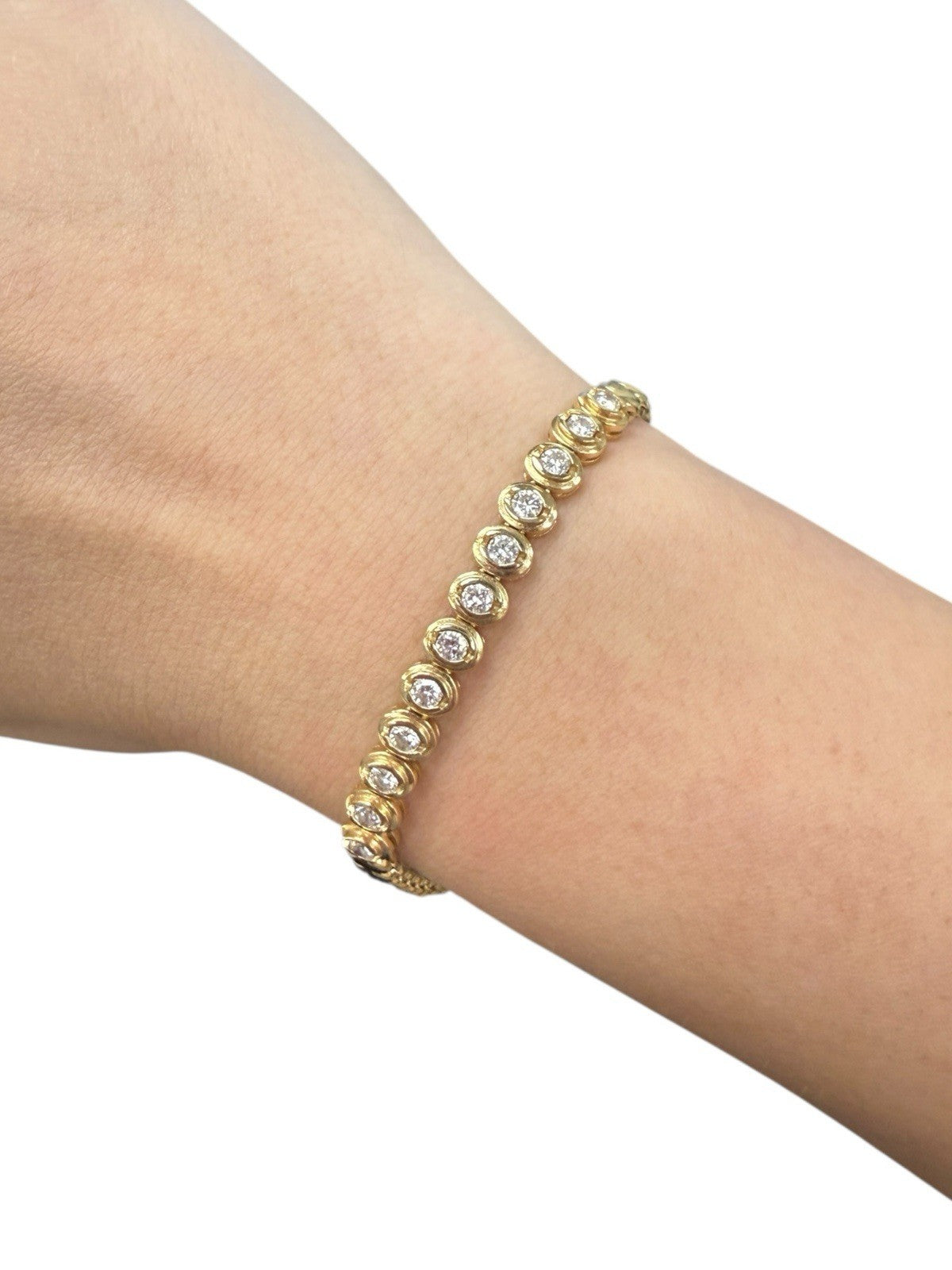 14k Yellow Gold 1.18ctw Diamond Tennis Bracelet 6.875 in