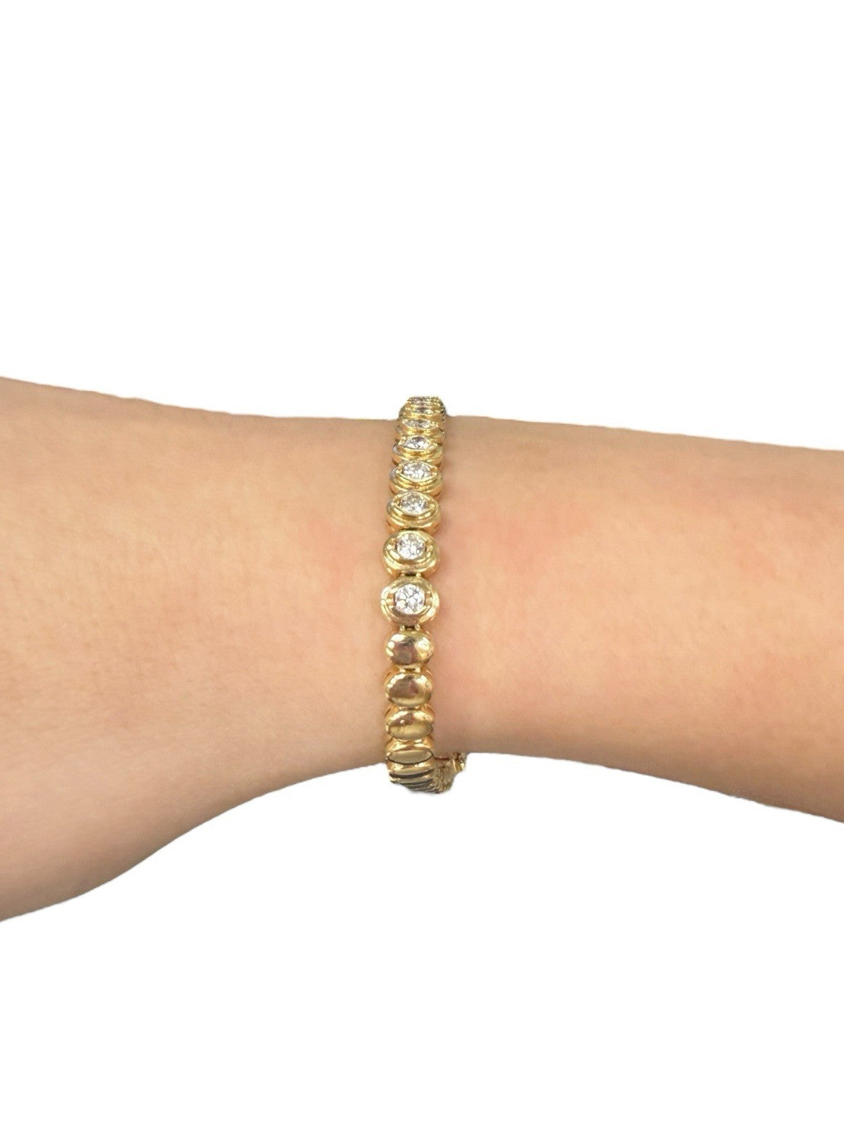 14k Yellow Gold 1.18ctw Diamond Tennis Bracelet 6.875 in