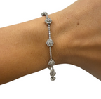 2.25ctw Diamond Cluster Tennis Bracelet 14kt White Gold 7.25in