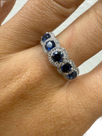 14kt White Gold Sapphire (1.00ct) & Diamond (0.33ct) Ring 1.33ctw – Size 8.5