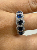 14kt White Gold Sapphire (1.00ct) & Diamond (0.33ct) Ring 1.33ctw – Size 8.5