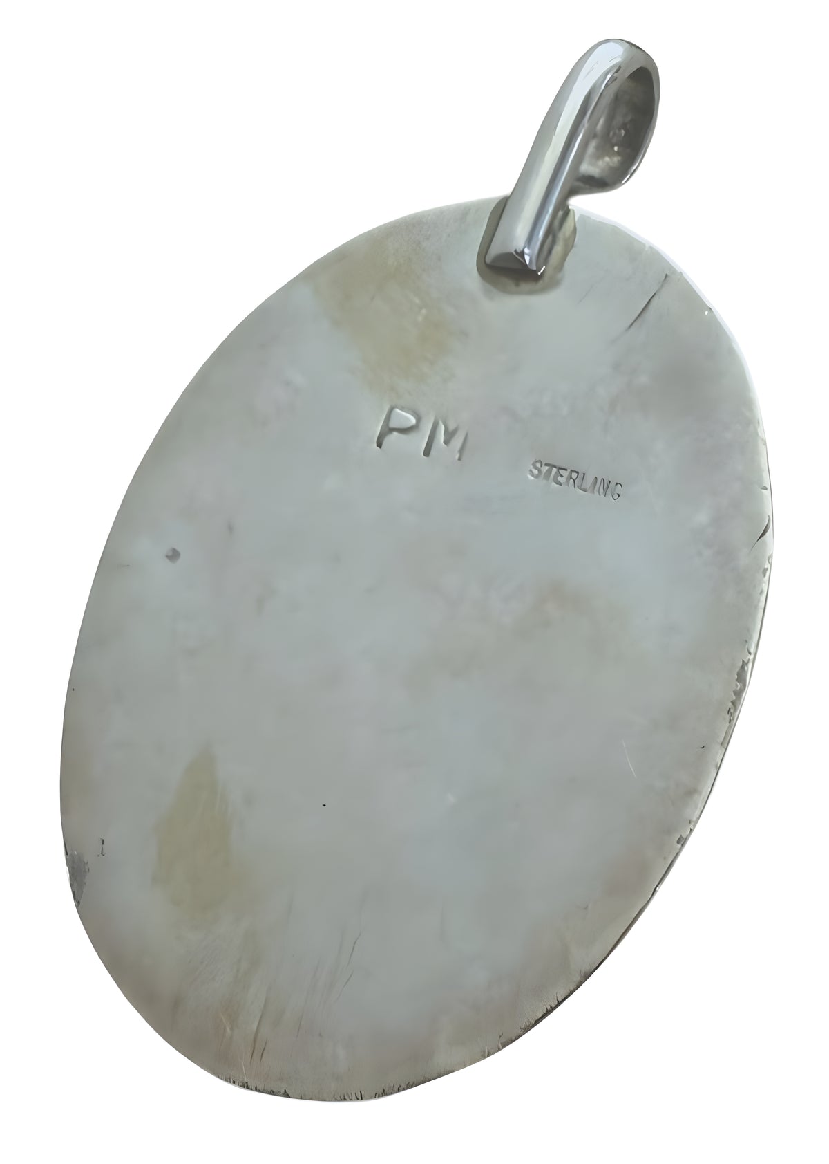 Vintage Sterling Silver Black Onyx Oval Pendant Signed PM 23.6g