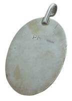 Vintage Sterling Silver Black Onyx Oval Pendant Signed PM 23.6g
