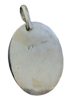 Vintage Sterling Silver Black Onyx Oval Pendant Signed PM 23.6g