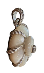 Judith Ripka Sterling Silver Mother of Pearl Diamond Pendant 14g Thailand