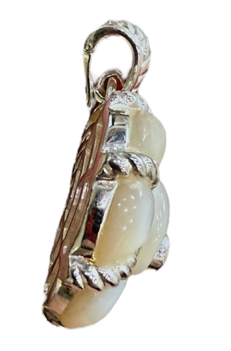Judith Ripka Sterling Silver Mother of Pearl Diamond Pendant 14g Thailand