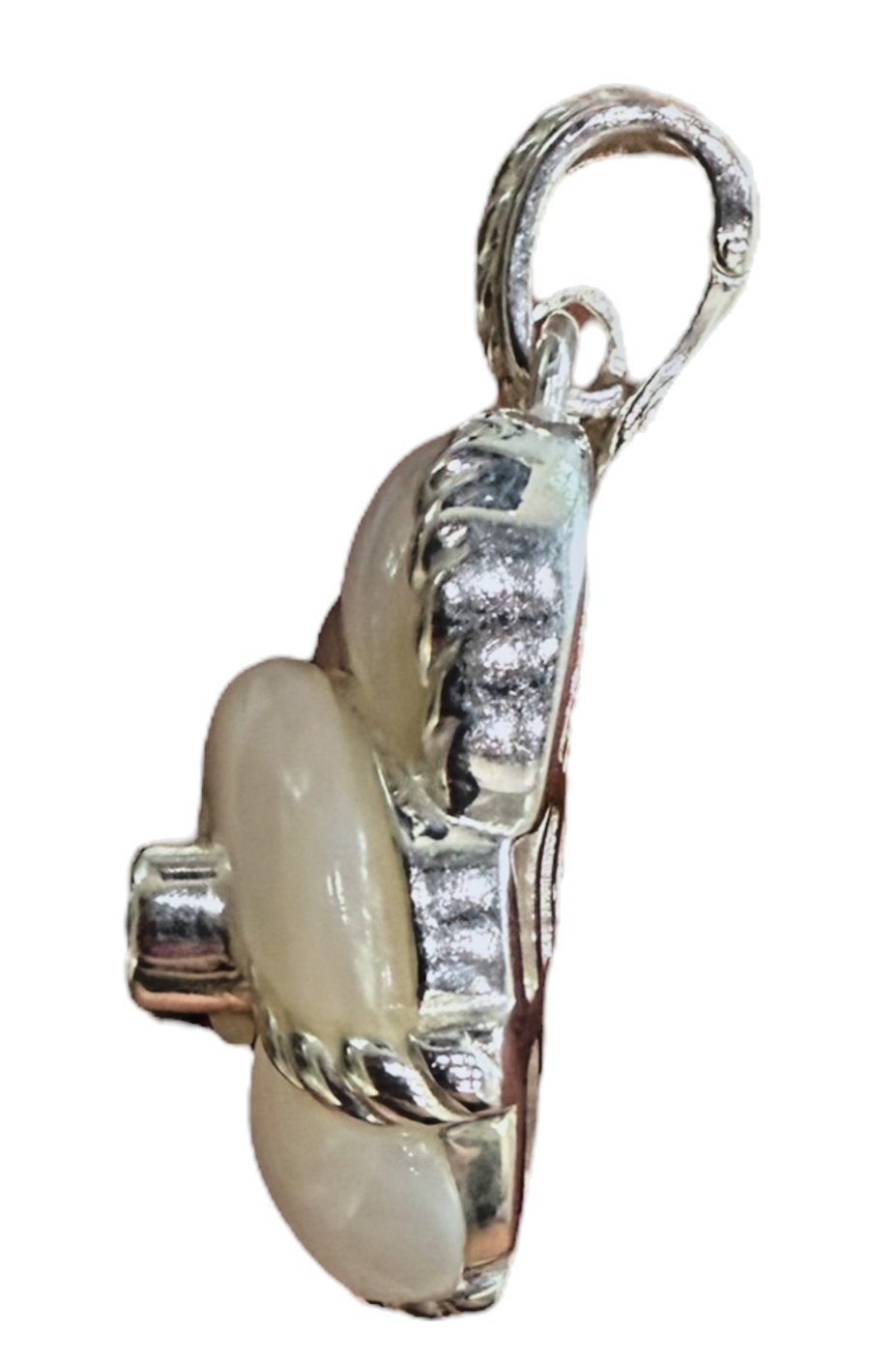 Judith Ripka Sterling Silver Mother of Pearl Diamond Pendant 14g Thailand