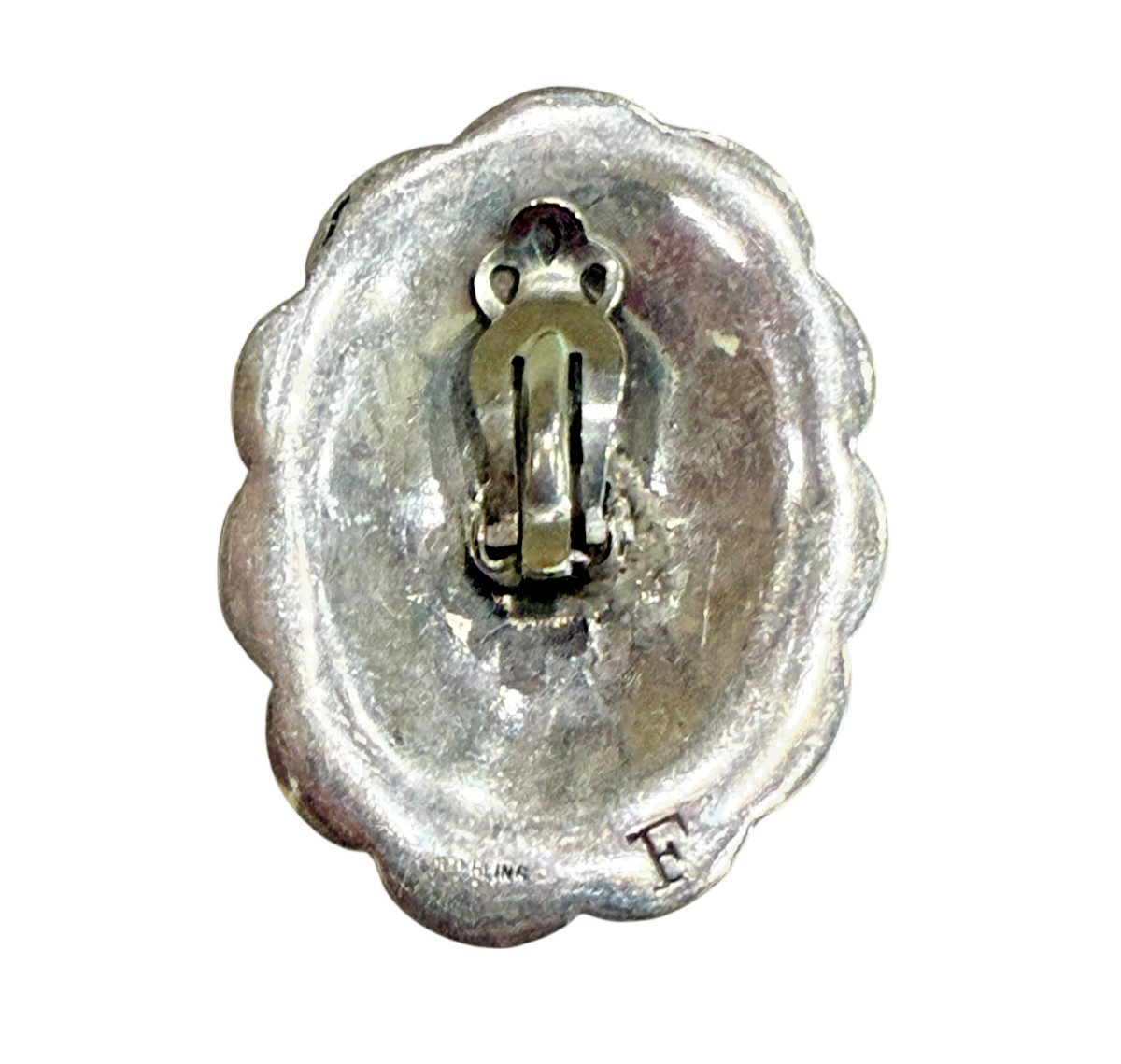 Vintage Sterling Turquoise Concho Clip-On Earrings Navajo Style BF