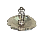 Vintage Sterling Turquoise Concho Clip-On Earrings Navajo Style BF