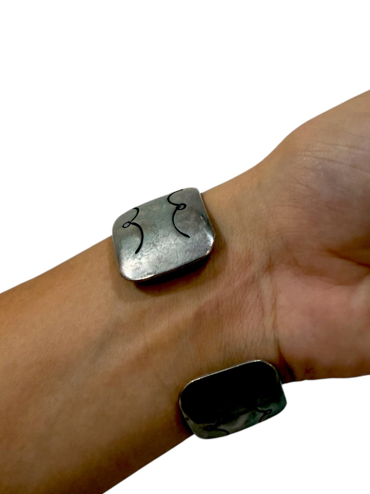 Vintage Navajo Sterling Silver Shadowbox Turquoise Coral Cuff Bracelet 45.5g