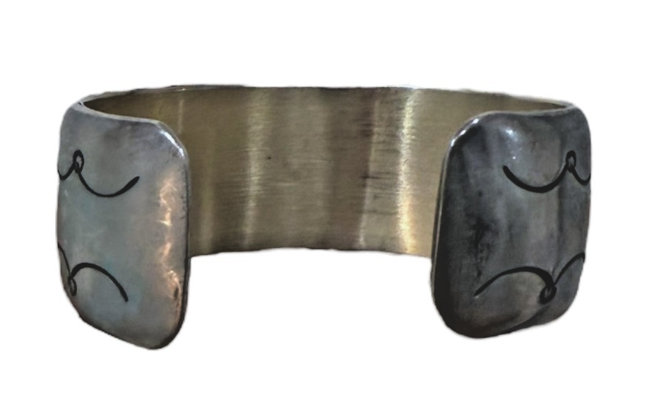 Vintage Navajo Sterling Silver Shadowbox Turquoise Coral Cuff Bracelet 45.5g