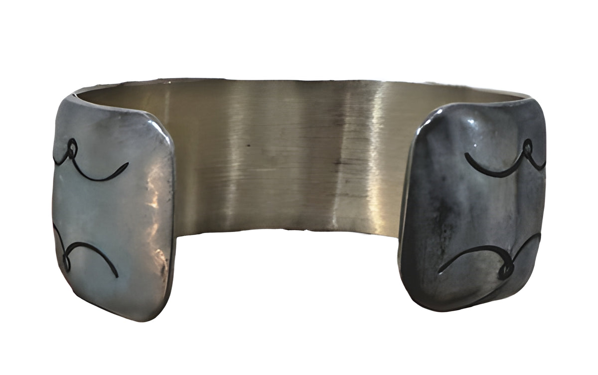 Vintage Navajo Sterling Silver Shadowbox Turquoise Coral Cuff Bracelet 45.5g